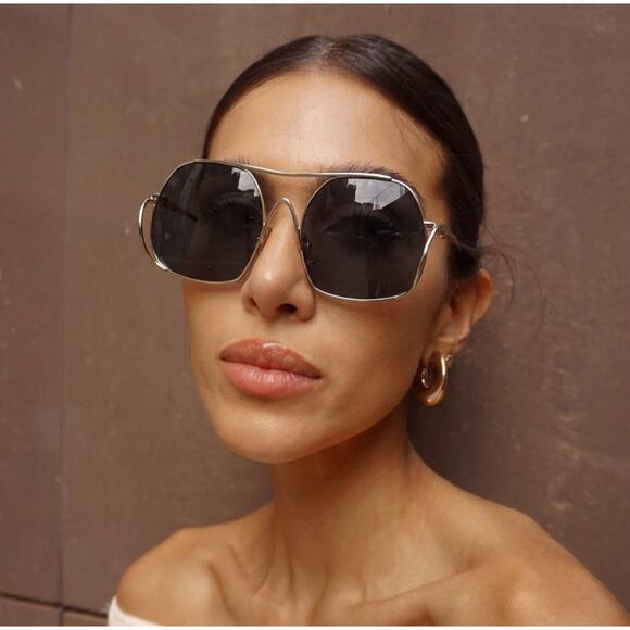 NEW Miu Miu MU A55S Silver Oversized Aviator Sunglasses $637